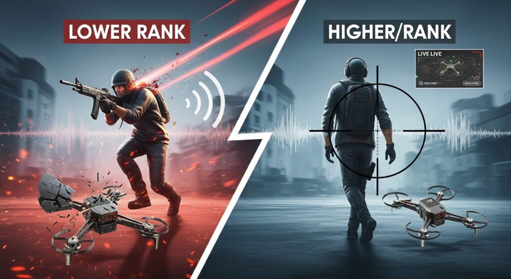 Visual transition from a chaotic sprint (low rank) to slow, disciplined angle-holding (high rank).