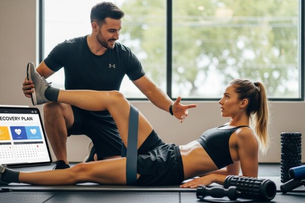 coach helping athlete recover faster with guided movement and smart recovery plan