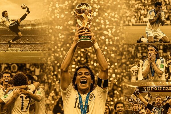 “Montage of iconic football moments featuring world-famous legends.”