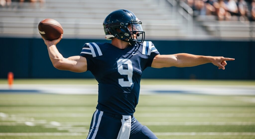 Quarterback mechanics for throwing a Hail Mary pass